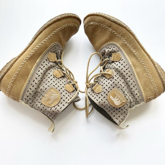 Sorel Joplin Women's Suede Perforated Ankle Boots Lace Up Size 10.5 Tan - Picture 2 of 8